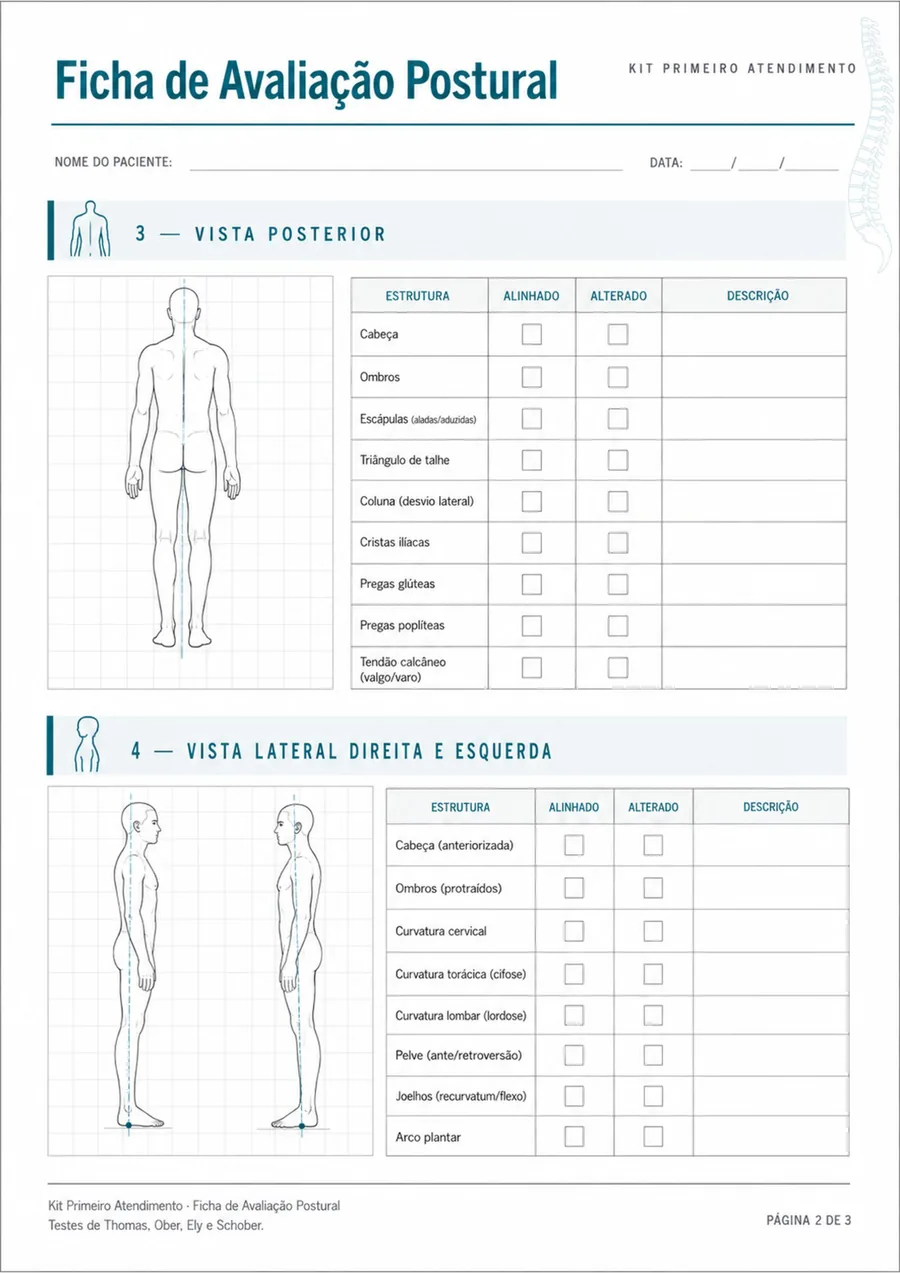 Ficha de Avaliação Postural: silhueta lateral direita e esquerda